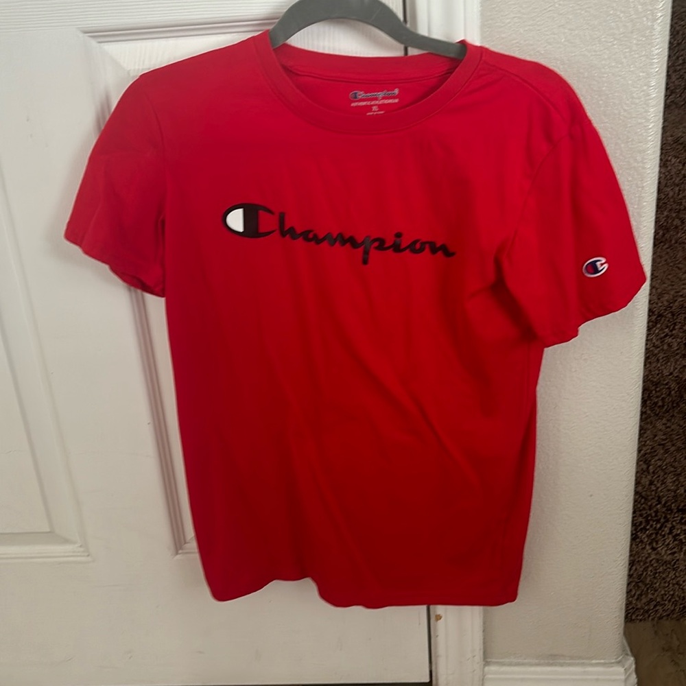 Red Champion large boys shirt.